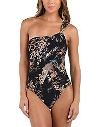 L'Agence Karmin Jungle One Shoulder Piece Swimsuit
