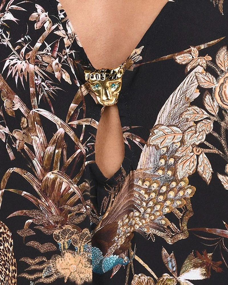 Sara Jungle Sheer Chiffon Swim Cover-Up Dress