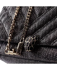 Small Serpenti Cabochon Shoulder Bag Diagonal Quilted Metallic Karung