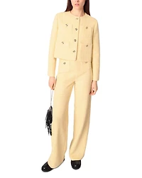 Metallic Tweed Straight Leg Trousers