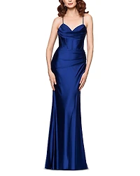 Aqua Satin Corset Gown - Exclusive