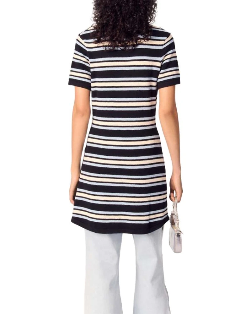 Striped Knit Polo Dress