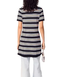 Striped Knit Polo Dress