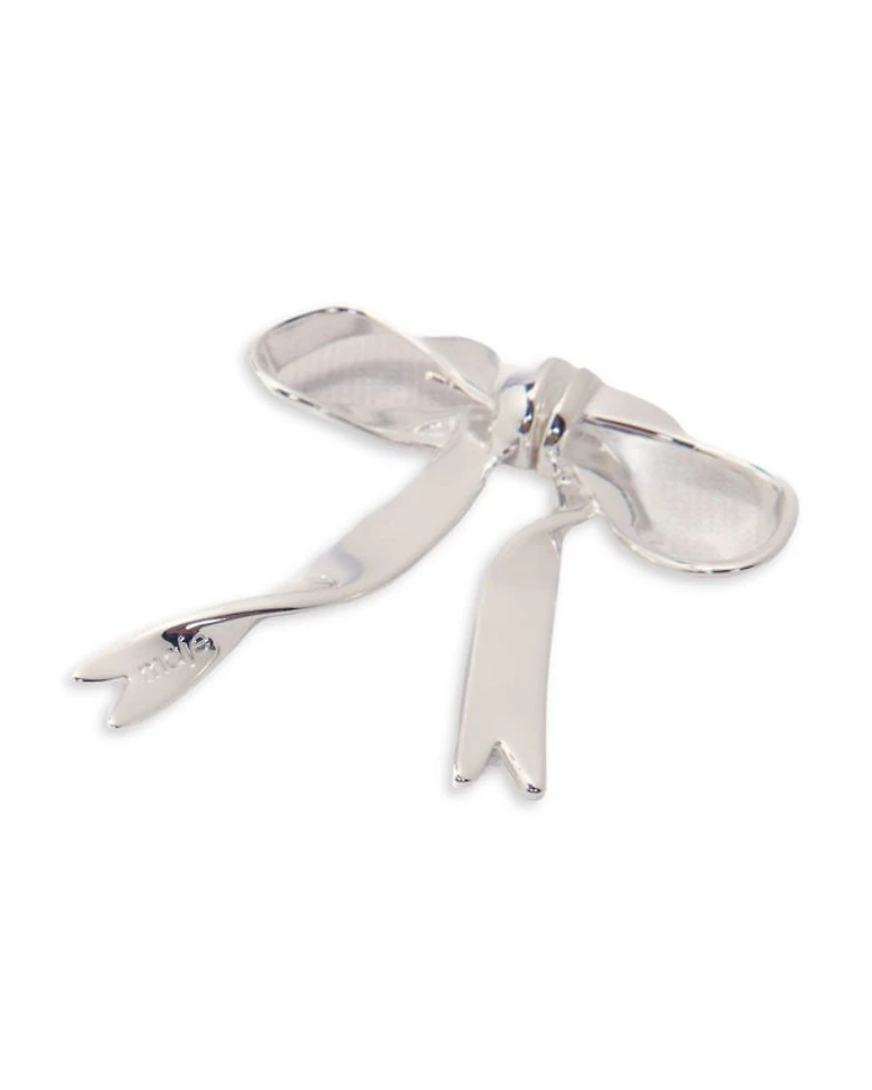 Silver Tone Bow Single Front to Back Earring