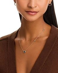 Lemon Quartz & Peridot Station Necklace in 14K Yellow Gold, 17"