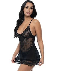 Valentine Soft Cup Lace Babydoll with Bows and G-string Panty