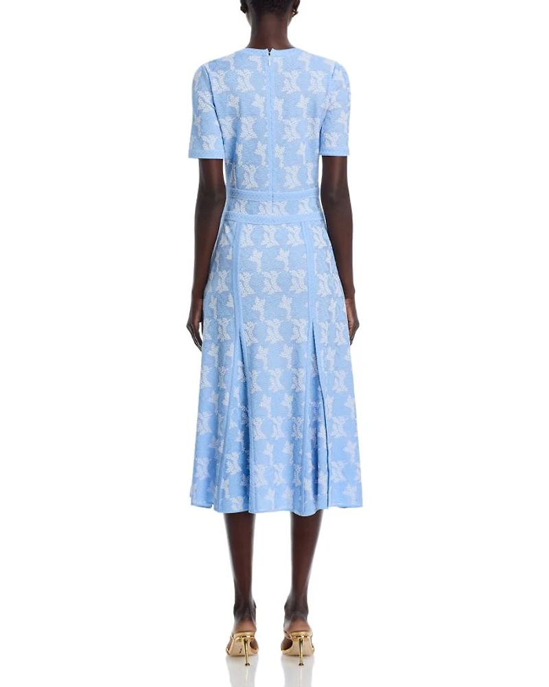 Printed Short Sleeve Midi Dress
