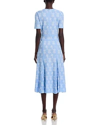 Printed Short Sleeve Midi Dress