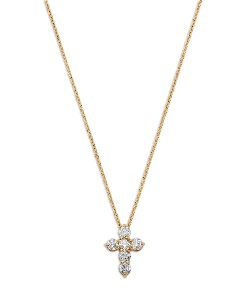 Diamond Cross Pendant Necklace in 14K Yellow Gold