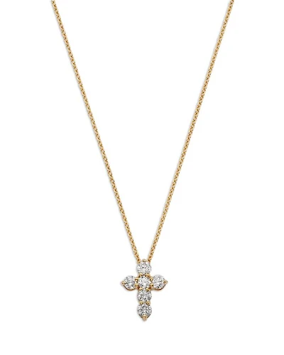 Diamond Cross Pendant Necklace in 14K Yellow Gold