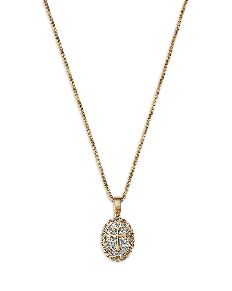 Bloomingdale's Fine Collection Men's Diamond Cross Medallion Pendant Necklace