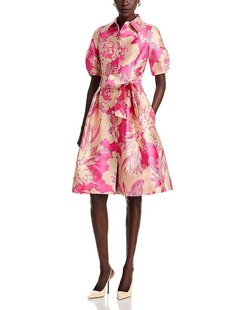 Teri Jon by Rickie Freeman Floral Embossed Dress