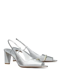 Women's Pierced Peep Toe Slingback Pumps