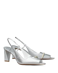 Tory Burch Women's Pierced Peep Toe Slingback Pumps