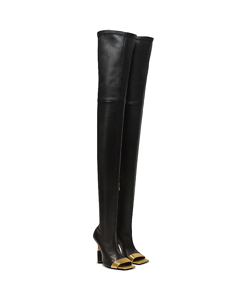 Balmain Women's Lipstick Lambskin Thigh-High Boots
