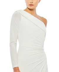 Ruched Jersey Drop Shoulder Foldover Gown