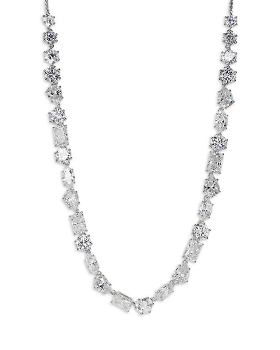 BTRX Mixed Cubic Zirconia Collar Necklace in Rhodium Plated, 16"-18"