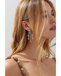 Blue Lagoon Mixed Stone Chandelier Earrings in 18K Gold Plated