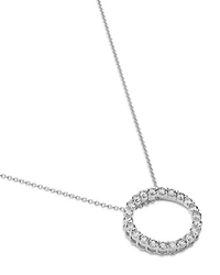 Diamond Circle Pendant Necklace in 14K White Gold, 1.0 tcw