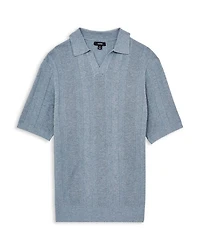 Kansas Open Collar Stripe Textured Knitted Polo Shirt