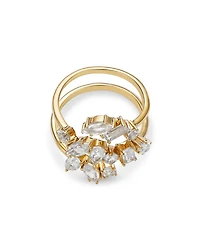 14K Yellow Gold White Topaz Multishape Bypass Ring