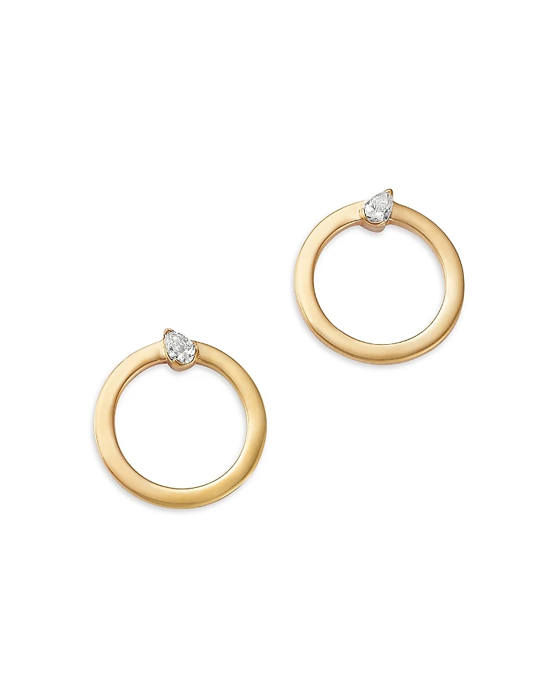 Moon & Meadow 14K Yellow Gold Pear Cut Diamond Front Facing Hoop Earrings, 0.10 tcw