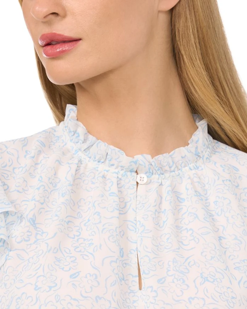Flutter Sleeve Split Neck Top