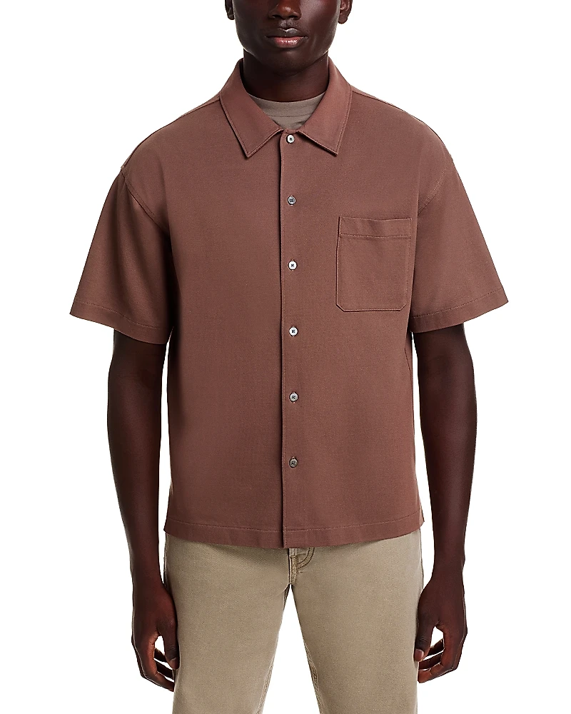Frame Light Pique Short Sleeve Button Front Shirt