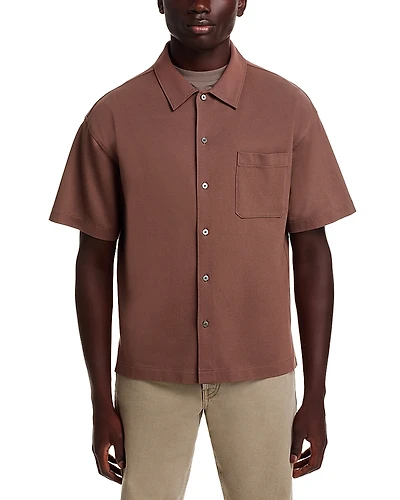 Frame Light Pique Short Sleeve Button Front Shirt