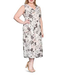 Sleeveless V Neck A Line Midi Dress