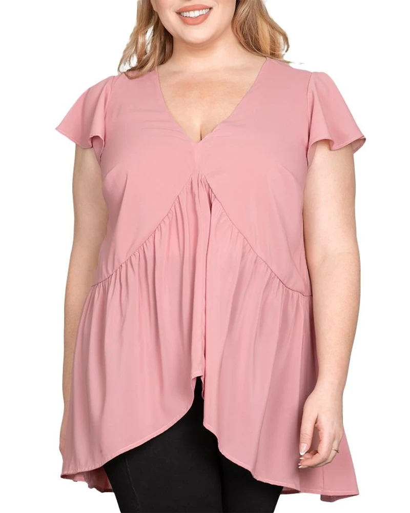 V Neck High Low Tunic