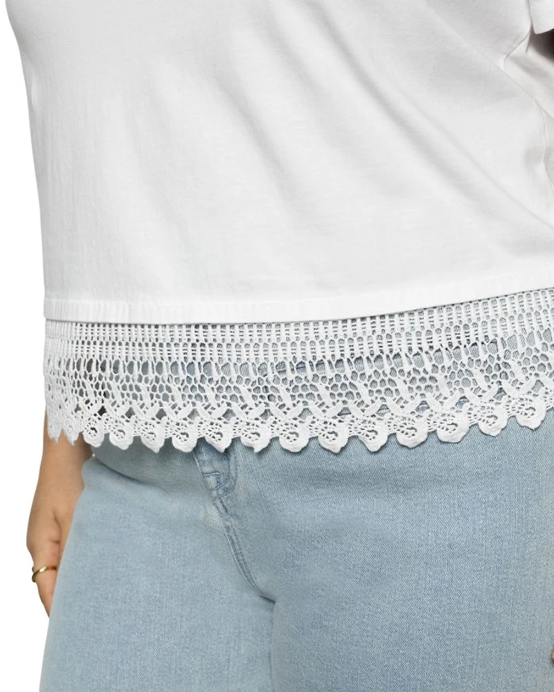 Plus Lace Hem Crewneck Tee
