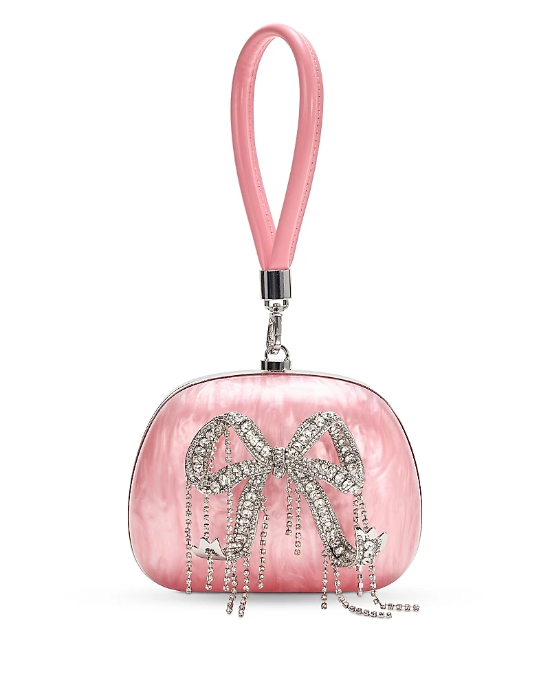 Self-Portrait Pink Pearlescent Top Handle Clutch