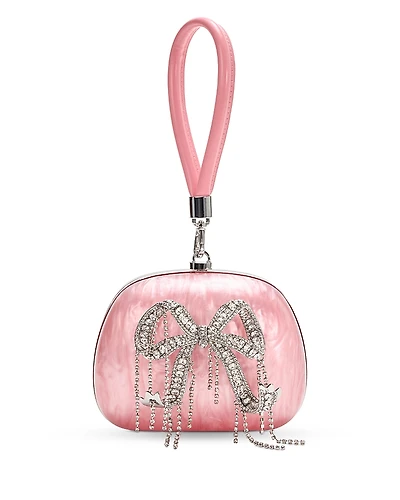 Self-Portrait Pink Pearlescent Top Handle Clutch