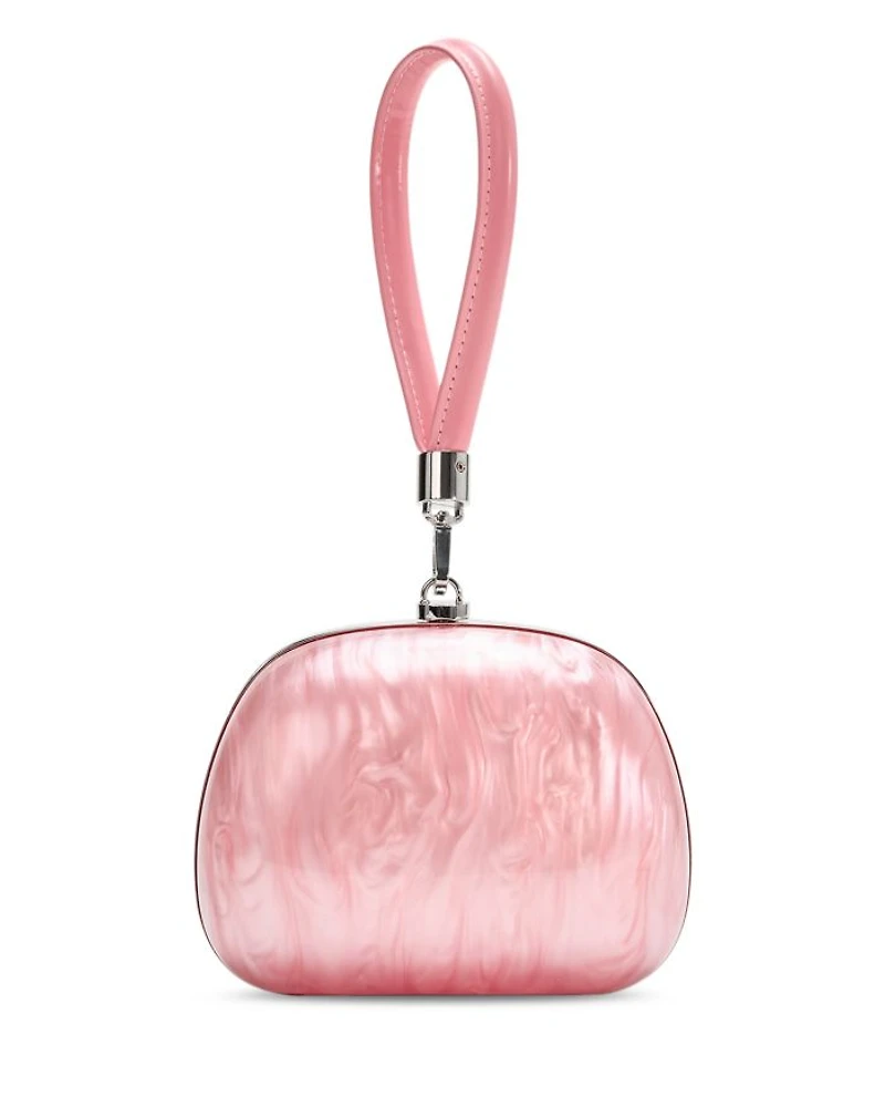 Pink Pearlescent Top Handle Clutch