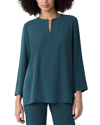 Silk Georgette Crepe Round Neck Tunic