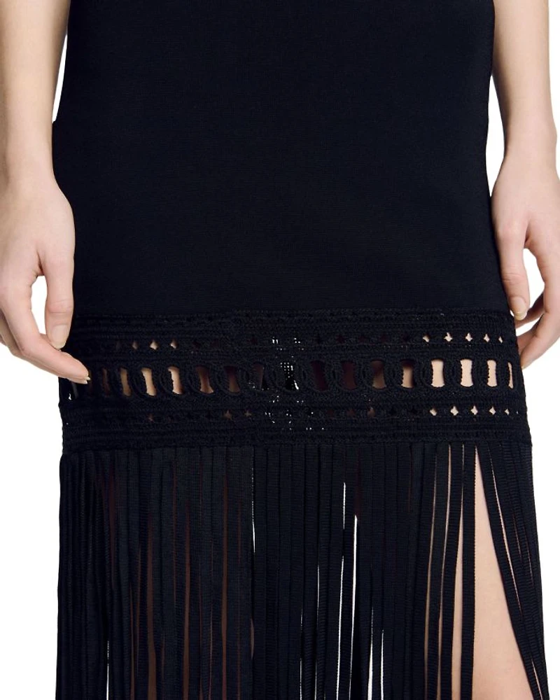 Fringed Knit Dress
