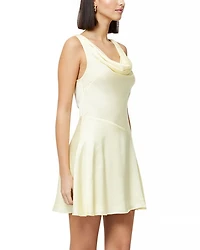 Oona Yellow Satin Asymmetric Mini Dress