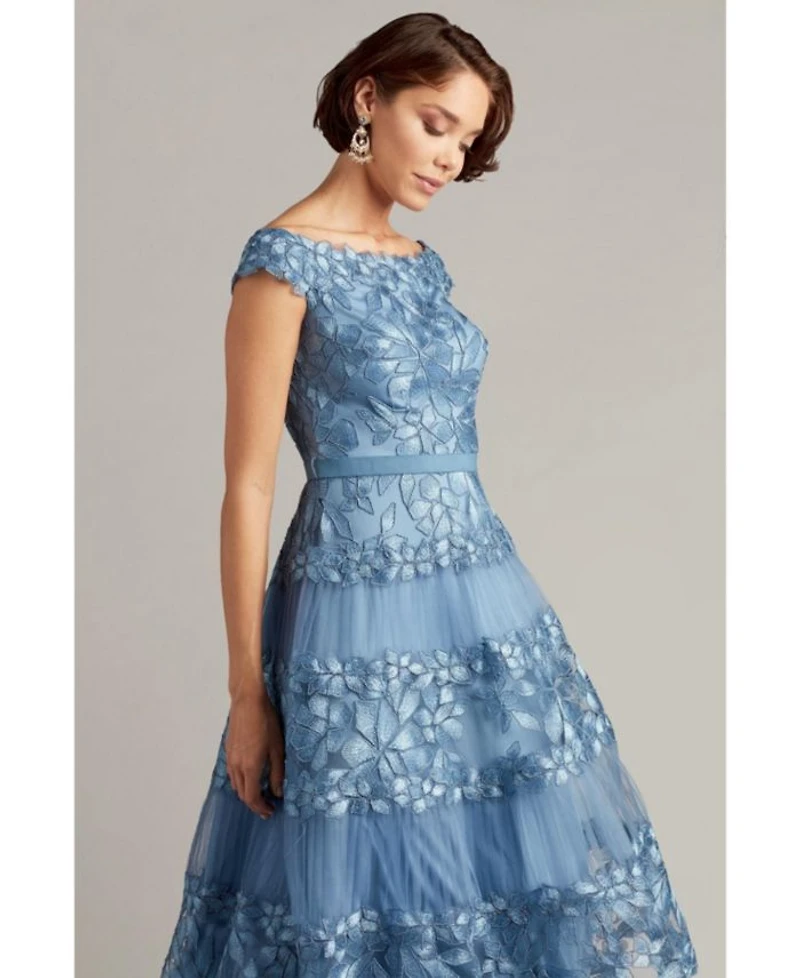 Adriane Floral Embroidered Tea-Length Dress