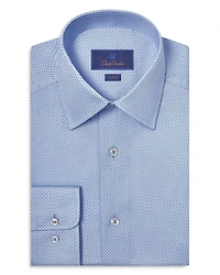 Trim Fit Twill Geometric Dot Print Dress Shirt