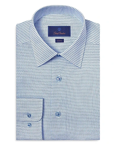 David Donahue Slim Fit Twill Micro Geometric Print Dress Shirt