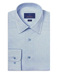David Donahue Slim Fit Twill Micro Geometric Print Dress Shirt