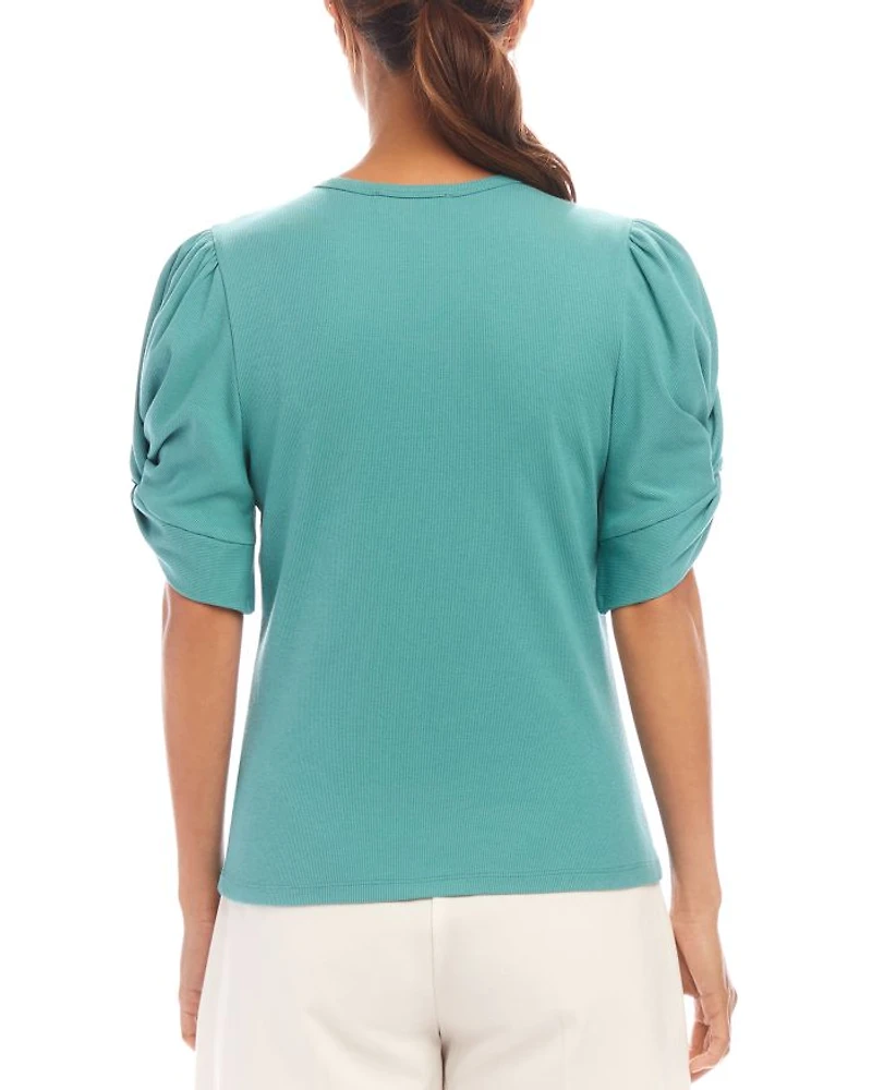 Ribbed Twist Sleeve Top
