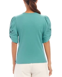 Ribbed Twist Sleeve Top