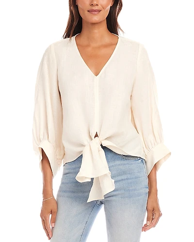 Karen Kane Linen Tie Front Top