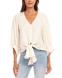 Karen Kane Linen Tie Front Top