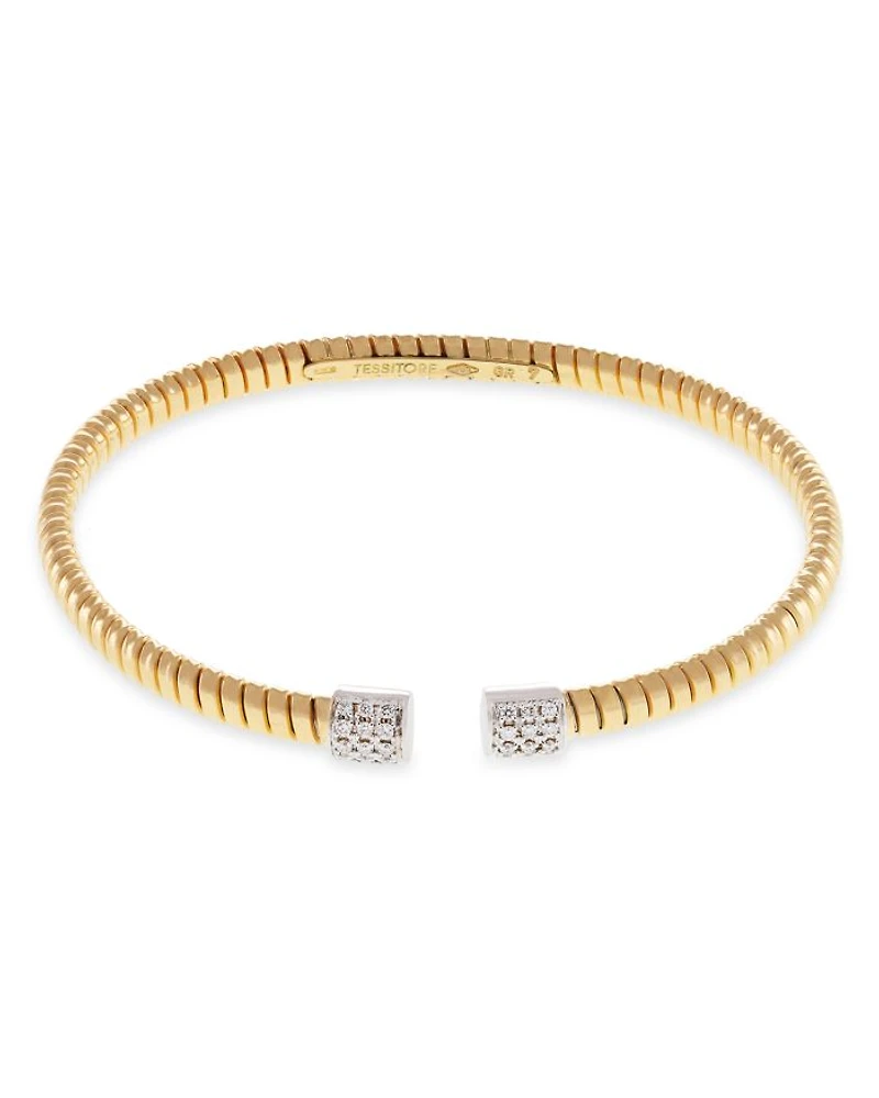 18K Yellow Gold Via Mercanti Tubogas Diamond Bangle Bracelet