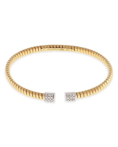 18K Yellow Gold Via Mercanti Tubogas Diamond Bangle Bracelet