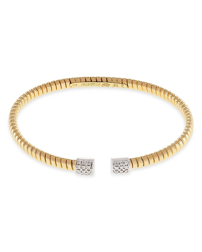 Alberto Milani 18K Yellow Gold Via Mercanti Tubogas Diamond Bangle Bracelet