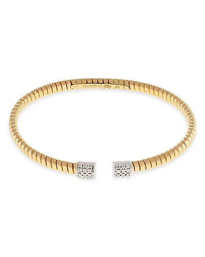 Alberto Milani 18K Yellow Gold Via Mercanti Tubogas Diamond Bangle Bracelet